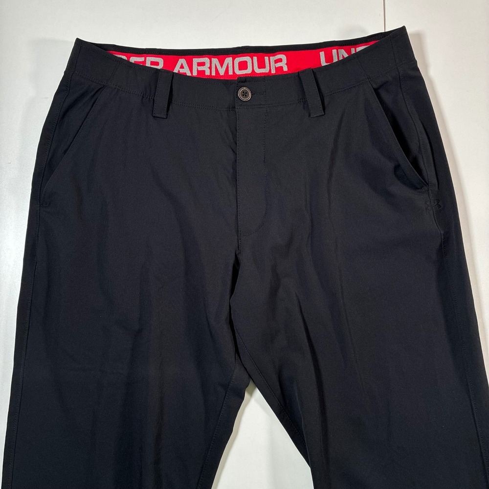 Under Armour Match Play Golf Pants 34x28 Black Flat Performance Chino (Tag 36)